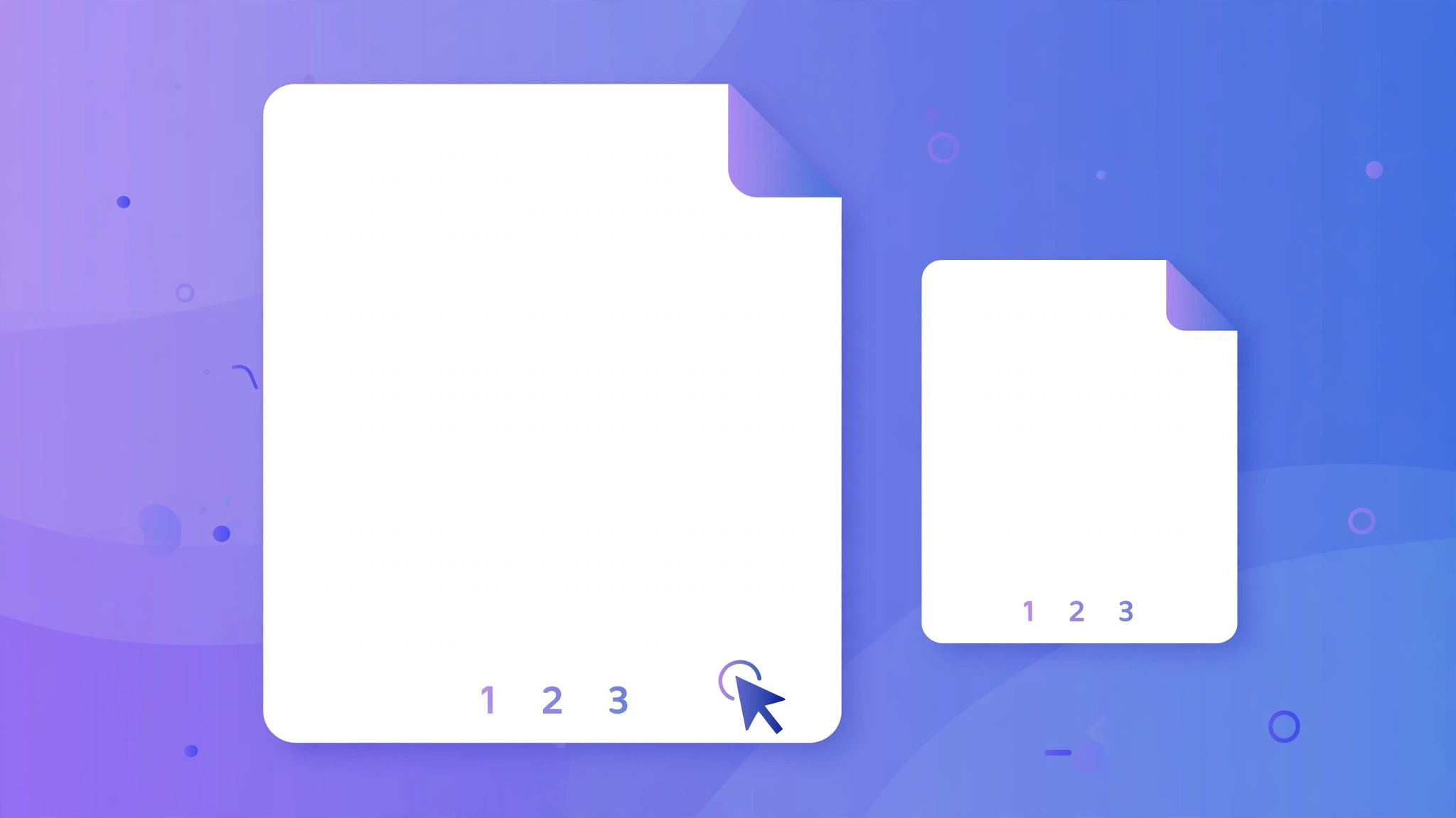 Illustration of a PDF document with page numbers being added to the bottom of each page