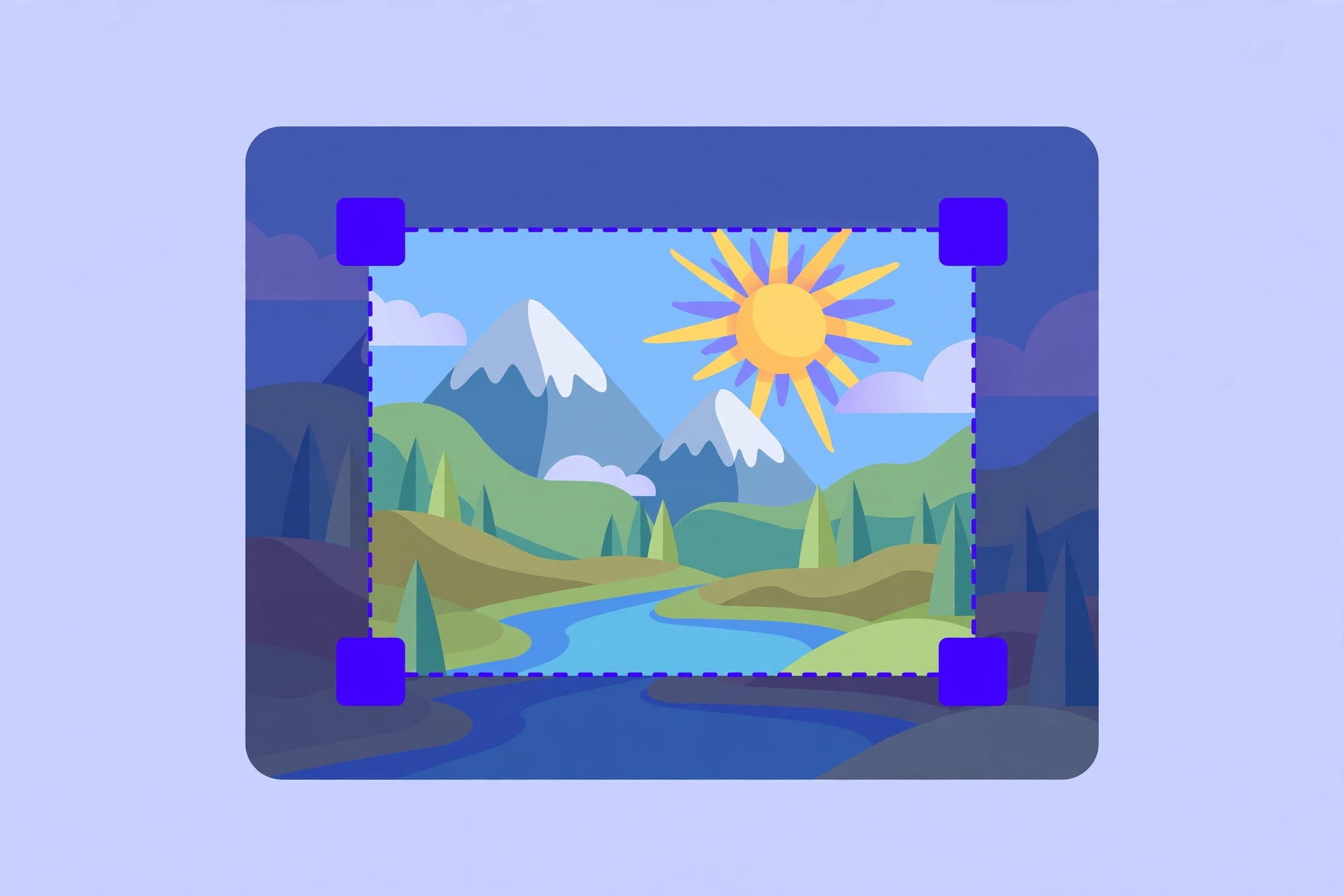 Illustration of a photo being cropped with a drag grid overlay