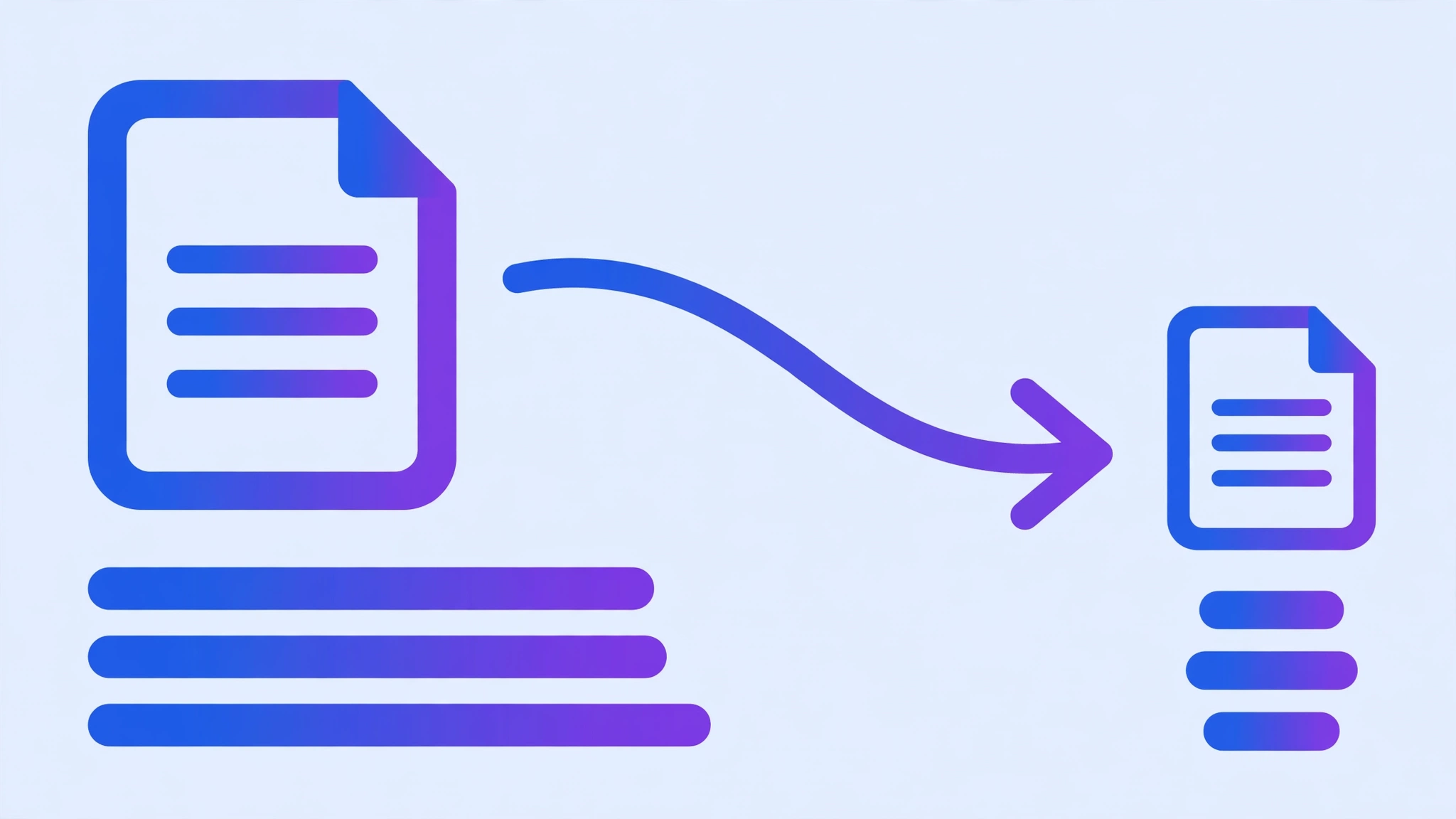 Illustration of a large PDF document being compressed into a smaller one